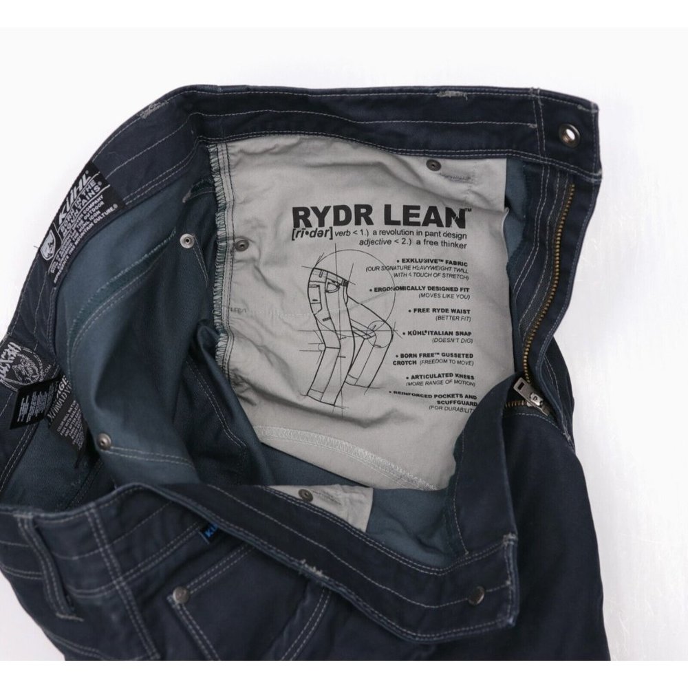 Kuhl RYDR Lean Pants Jeans Men's 34 X 30 Vintage Patina Dye Black N Blue - Picture 6 of 8